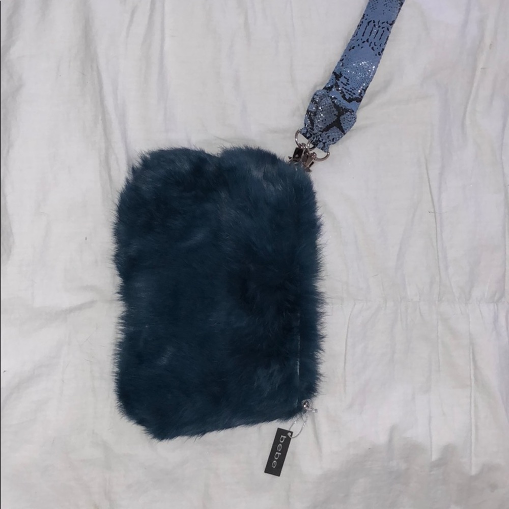 Blue Bebe Furry Clutch